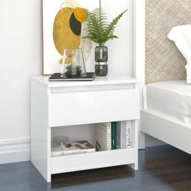 Mesita de noche madera contrachapada blanco brillo 40x30x39 cm de vidaXL, Mesitas de noche - Ref: Foro24-803455, Precio: 37,2...