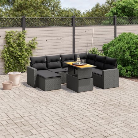 Set de sofás de jardín 8 piezas y cojines ratán sintético negro de , Conjuntos de jardín - Ref: Foro24-3271426, Precio: 521,5...