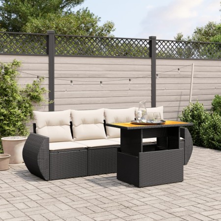 Set de muebles de jardín 5 pzas y cojines ratán sintético negro de , Conjuntos de jardín - Ref: Foro24-3272071, Precio: 342,9...