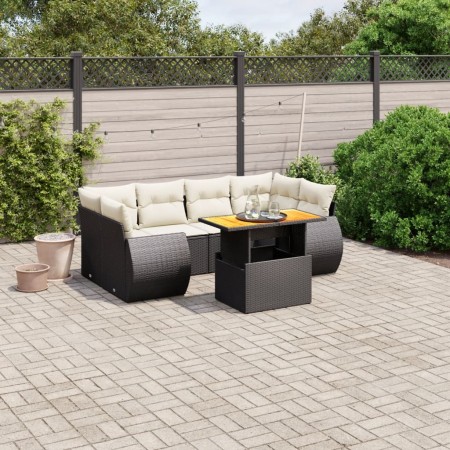 Set de comedor de jardín 7 pzas y cojines ratán sintético negro de , Conjuntos de jardín - Ref: Foro24-3272092, Precio: 475,9...