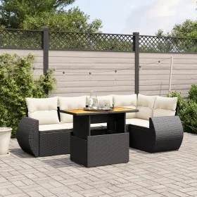 Set de sofás de jardín 6 piezas y cojines ratán sintético negro de , Conjuntos de jardín - Ref: Foro24-3272183, Precio: 429,6...