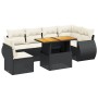 Set de comedor de jardín 7 pzas y cojines ratán sintético negro de , Conjuntos de jardín - Ref: Foro24-3272218, Precio: 450,7...