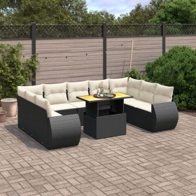 Set de sofás de jardín 10 pzas cojines ratán sintético negro de , Conjuntos de jardín - Ref: Foro24-3272337, Precio: 612,70 €...