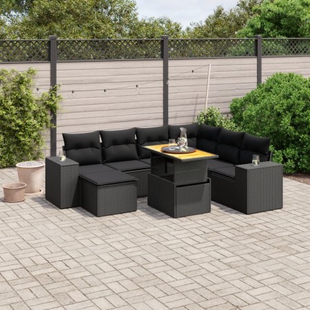 Set de sofás de jardín 8 piezas y cojines ratán sintético negro de , Conjuntos de jardín - Ref: Foro24-3272749, Precio: 559,8...