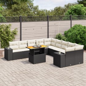 Set de sofás de jardín 11 pzas y cojines ratán sintético negro de , Conjuntos de jardín - Ref: Foro24-3272827, Precio: 650,74...