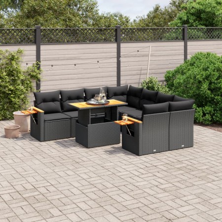 Set de sofás de jardín 8 piezas y cojines ratán sintético negro de , Conjuntos de jardín - Ref: Foro24-3271678, Precio: 614,7...