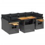 Set de comedor de jardín 7 pzas y cojines ratán sintético negro de , Conjuntos de jardín - Ref: Foro24-3273414, Precio: 500,4...