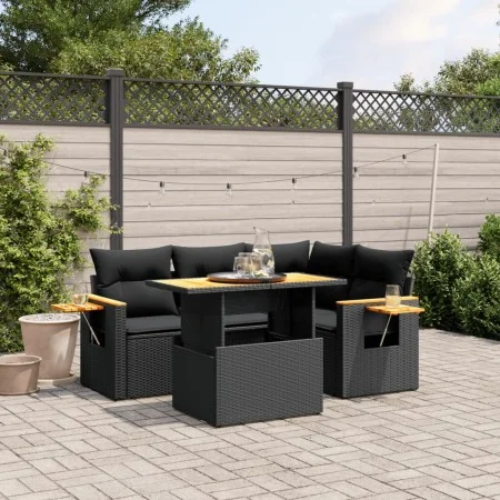 5-teiliges Gartenmöbel-Set und schwarze synthetische Rattankissen von , Gartensets - Ref: Foro24-3271734, Preis: 393,49 €, Ra...