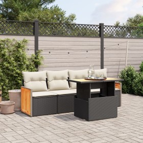 Set de muebles de jardín 5 pzas y cojines ratán sintético negro de , Conjuntos de jardín - Ref: Foro24-3273835, Precio: 327,3...