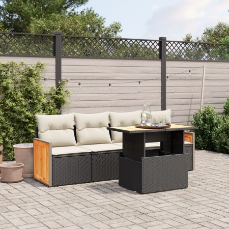 Set de muebles de jardín 5 pzas y cojines ratán sintético negro de , Conjuntos de jardín - Ref: Foro24-3273835, Precio: 327,3...