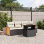 Set de muebles de jardín 5 pzas y cojines ratán sintético negro de , Conjuntos de jardín - Ref: Foro24-3273835, Precio: 327,3...