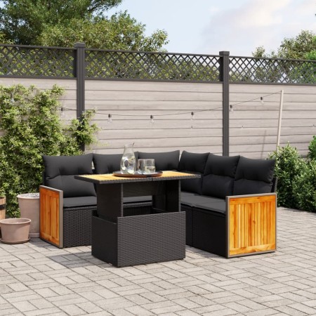 Set de sofás de jardín 6 piezas y cojines ratán sintético negro de , Conjuntos de jardín - Ref: Foro24-3273953, Precio: 419,7...