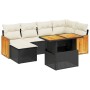 Set de comedor de jardín 7 pzas y cojines ratán sintético negro de , Conjuntos de jardín - Ref: Foro24-3274059, Precio: 434,0...