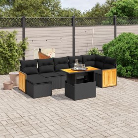 Set de sofás de jardín 8 piezas y cojines ratán sintético negro de , Conjuntos de jardín - Ref: Foro24-3274065, Precio: 519,5...