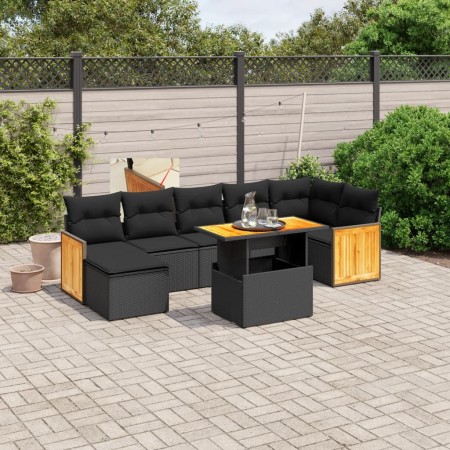 Set de sofás de jardín 8 piezas y cojines ratán sintético negro de , Conjuntos de jardín - Ref: Foro24-3274065, Precio: 519,5...