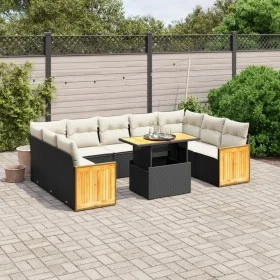 Set de sofás de jardín 10 pzas cojines ratán sintético negro de , Conjuntos de jardín - Ref: Foro24-3274101, Precio: 622,51 €...
