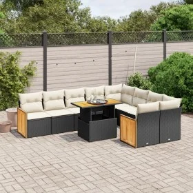 Set de sofás de jardín 10 pzas cojines ratán sintético negro de , Conjuntos de jardín - Ref: Foro24-3274115, Precio: 622,51 €...