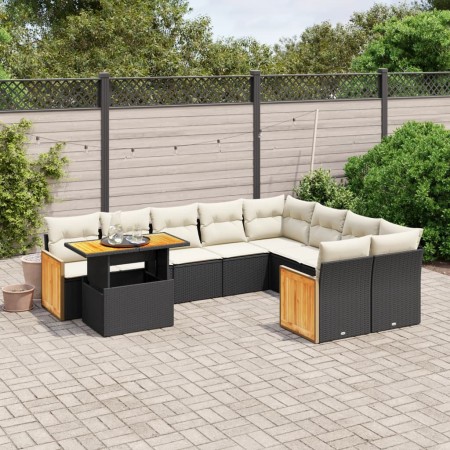 Set de sofás de jardín 10 pzas cojines ratán sintético negro de , Conjuntos de jardín - Ref: Foro24-3274122, Precio: 593,09 €...