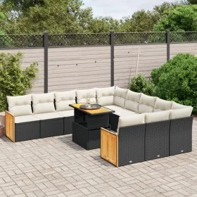 Set de sofás de jardín 11 pzas y cojines ratán sintético negro de , Conjuntos de jardín - Ref: Foro24-3274143, Precio: 689,69...