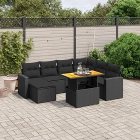 Set de sofás de jardín 8 piezas y cojines ratán sintético negro de , Conjuntos de jardín - Ref: Foro24-3275603, Precio: 549,2...