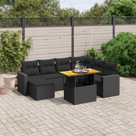 Set de sofás de jardín 8 piezas y cojines ratán sintético negro de , Conjuntos de jardín - Ref: Foro24-3275603, Precio: 535,8...