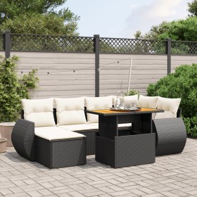 Set de comedor de jardín 7 pzas y cojines ratán sintético negro de , Conjuntos de jardín - Ref: Foro24-3275814, Precio: 463,0...