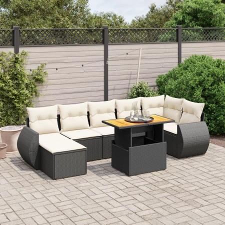 Set de sofás de jardín 8 piezas y cojines ratán sintético negro de , Conjuntos de jardín - Ref: Foro24-3275821, Precio: 494,2...