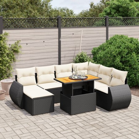 Set de sofás de jardín 8 piezas y cojines ratán sintético negro de , Conjuntos de jardín - Ref: Foro24-3275828, Precio: 494,2...
