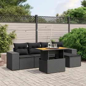 Set de sofás de jardín 6 piezas y cojines ratán sintético negro de , Conjuntos de jardín - Ref: Foro24-3275918, Precio: 447,5...