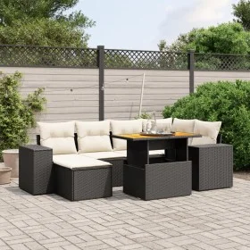 Set de comedor de jardín 7 pzas y cojines ratán sintético negro de , Conjuntos de jardín - Ref: Foro24-3275926, Precio: 479,6...