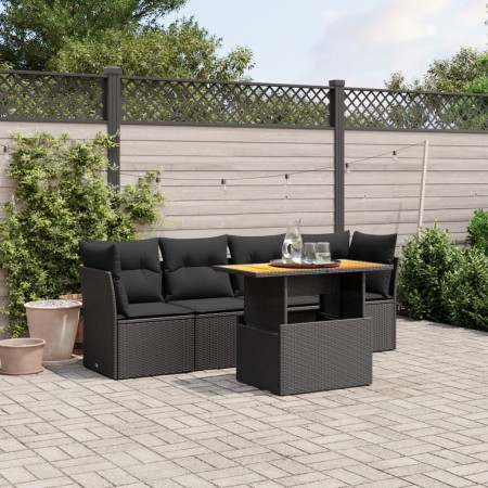 Set de muebles de jardín 5 pzas y cojines ratán sintético negro de , Conjuntos de jardín - Ref: Foro24-3270663, Precio: 341,3...
