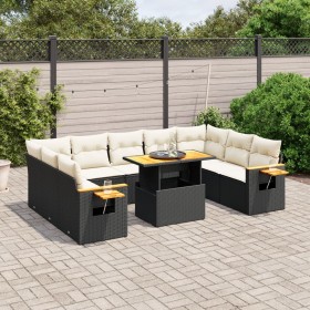 Set de sofás de jardín 11 pzas y cojines ratán sintético negro de , Conjuntos de jardín - Ref: Foro24-3273688, Precio: 664,90...