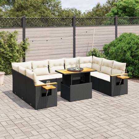 Set de sofás de jardín 11 pzas y cojines ratán sintético negro de , Conjuntos de jardín - Ref: Foro24-3273688, Precio: 664,90...
