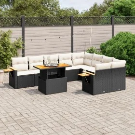 Set de sofás de jardín 10 pzas cojines ratán sintético negro de , Conjuntos de jardín - Ref: Foro24-3273674, Precio: 633,86 €...