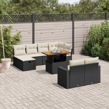 Set de sofás de jardín 11 pzas y cojines ratán sintético negro de , Conjuntos de jardín - Ref: Foro24-3276512, Precio: 591,19...