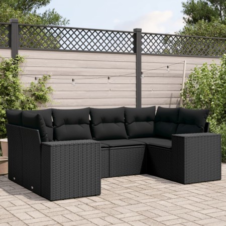 Set de sofás de jardín 6 piezas y cojines ratán sintético negro de , Conjuntos de jardín - Ref: Foro24-3255312, Precio: 457,4...