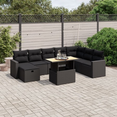 Set de sofás de jardín 8 piezas y cojines ratán sintético negro de , Conjuntos de jardín - Ref: Foro24-3271447, Precio: 581,2...