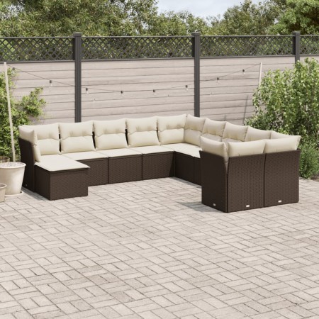 Set de sofás de jardín 11 pzas cojines ratán sintético marrón de , Conjuntos de jardín - Ref: Foro24-3218613, Precio: 709,39 ...