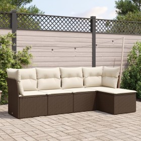 Set comedor de jardín 5 piezas y cojines ratán sintético marrón de , Conjuntos de jardín - Ref: Foro24-3217563, Precio: 289,0...