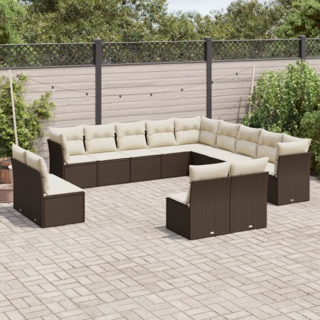Set de sofás de jardín con cojines 13 piezas ratán PE marrón de , Conjuntos de jardín - Ref: Foro24-3250332, Precio: 829,50 €...