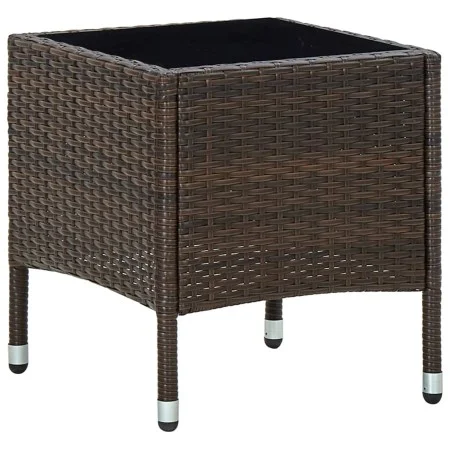 Mesa de jardín ratán sintético marrón 40x40x45 cm de vidaXL, Mesas de jardín - Ref: Foro24-45900, Precio: 54,78 €, Descuento: %