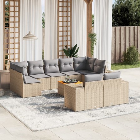 Juego de sofás jardín con cojines beige 10 pzas ratán sintético de , Conjuntos de jardín - Ref: Foro24-3257928, Precio: 674,4...