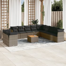Set de sofás de jardín 12 pzas con cojines ratán sintético gris de , Conjuntos de jardín - Ref: Foro24-3256060, Precio: 773,8...