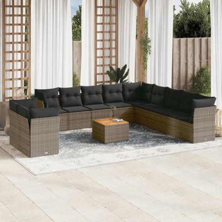 Set de sofás de jardín 12 pzas con cojines ratán sintético gris de , Conjuntos de jardín - Ref: Foro24-3256060, Precio: 773,8...