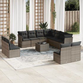 Set de sofás de jardín 12 pzas con cojines ratán sintético gris en Conjuntos de jardín | Comprar online en Foru.es