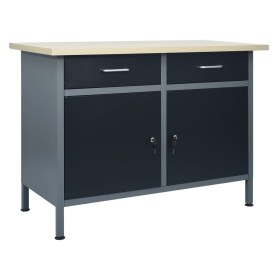 Banco de trabajo de acero negro 120x60x85 cm de vidaXL, Mesas de trabajo - Ref: Foro24-145346, Precio: 358,90 €, Descuento: %