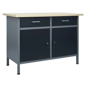 Black steel workbench 120x60x85 cm by vidaXL, Work tables - Ref: Foro24-145346, Price: 341,15 €, Discount: %