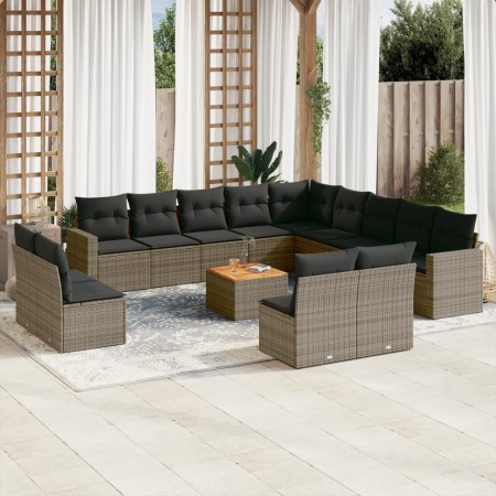 Set de sofás de jardín 14 pzas con cojines ratán sintético gris de , Conjuntos de jardín - Ref: Foro24-3256711, Precio: 846,6...