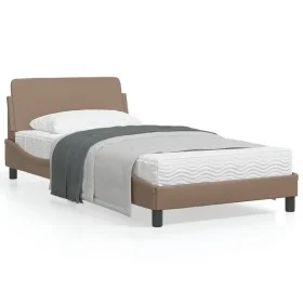 Estructura de cama cabecero cuero sintético capuchino 100x200cm de , Camas y somieres - Ref: Foro24-373142, Precio: 110,63 €,...
