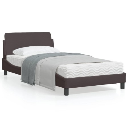 Estructura de cama con cabecero de tela marrón 100x200 cm de , Camas y somieres - Ref: Foro24-373128, Precio: 98,88 €, Descue...